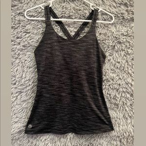 Athleta Black and Gray Pattern Tank Top Built in Bra size Small